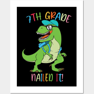 Dinosaur 7TH GRADE Nailed It Graduation Kids Posters and Art